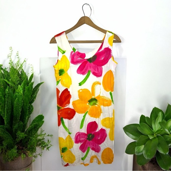 Jams World Floral Tank Dress M Bright Tropical Hibiscus Print Made in Hawaii - Picture 11 of 11